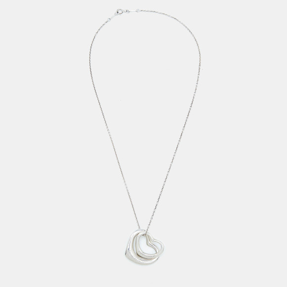 TIFFANY & CO. Elsa Peretti Double Open Heart Silver Pendant Necklace - Picture 2 of 5